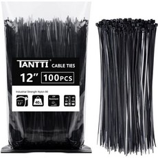 집 타이 12인치 블랙 100팩 40파운드 케이블 실내외용 셀프 잠금 와이어 탄티 사용, 12" (100 Pack)