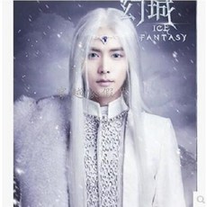 남자 장발 가발 헤어 소품 연극 방송 긴머리, 1개, 할머니 재털이