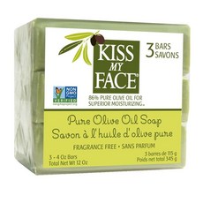 (미국직배) 키스마이페이스 올리브오일 비누 115g 3ct 2팩 Kiss My Face Naked Pure Olive Oil bar Soap 4oz Bars, 1개, 200ml