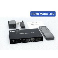 HDMI 매트릭스 스위치 스플리터 R/L 오디오 추출기 비디오 오디오 스위치 변환기 4K 60Hz 2x4 4x2 매트릭스, Matrix 4x2_With UK Plug - 매트릭스오디오