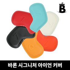  바론 고급가죽 빅로고 시그니쳐 아이언 헤드커버 필드용품 9개입, 블랙, 9개 