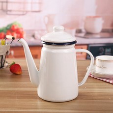 법랑 주전자 에나멜 꽃무늬 캐릭터 모던하우스 북유럽 인테리어 예쁜 캠핑 미니, 화이트 (내부 별이 빛나는 하늘색) 1.1L