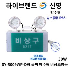 신영 비상조명등 30W SY-5009WP-D 글씨 방수형+리모컨점검기능 소방 정전시자동점등, 1개