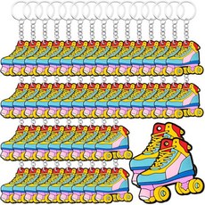 80pcs 롤러스케이트 열쇠고리 알록달록한 힙합롤러스케이트 파티 어른들을 위한 80년대 90년대 테마 투척 생일파티 선물 지갑 가방 백팩 펜던트