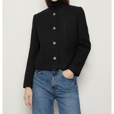 리스트 울 트위드 라운드넥 자켓