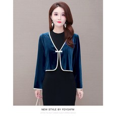 벨벳 숏 쁘띠 코트 여성 봄가을 숄 배합 치파오 외 매치