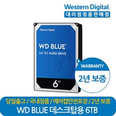 WD Blue 데스크탑 PC 노트북 내장 컴퓨터 하드디스크 HDD, 6TB, WD Blue 6TB WD60EZAZ 데스크탑 PC 하드디스크