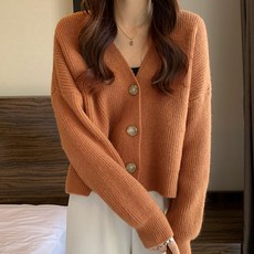 데일로엔 여성 루즈핏 베이직 포근 니트 가디건