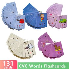 131 CVC Phonics 영어 카드 파닉스 단어 유아 영어 학습 카드 어린이 언어 포스터 연습 책, CVC 131 flashcards