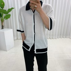 남자배색반팔가디건