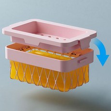 한그래 비누망 비누 케이스 비누곽 홀더 거품망, 블루1개+핑크1개, 1개
