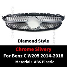 벤츠 세로그릴 벤츠용 프론트 범퍼 그릴 개조된 다이아몬드 스타일 바디 키트 메르세데스 W205 C S205 C205 2014 2021 C180 C300 C250 C200 C260