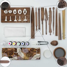  화과자도구 세트 제빵 스틱 도구 모양내기 몰드, 메이플 원목 세트C 