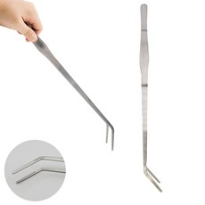 물멍 프리미엄 수초 핀셋 38cm 곡선형 스테인리스 라면 요리 수초전용 롱 핀셋 곡, 은색, 1개