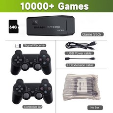 비디오 게임 콘솔 내장 10000 스틱 레트로 휴대용 2.4G PS1 GBA 크리스마스 선물용 더블 무선 컨트롤러 64G, 10000game nobox, 03 10000game nobox, 1개