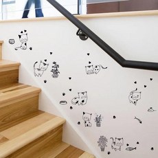 귀여운 만화 고양이 키티 라이프 비닐 벽 스티커 방 DIY 홈 장식 벽화 제거 가능한 데칼 동물, 1개, 기본