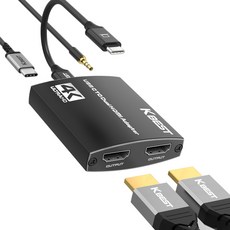 C타입 HDMI 분배기 1:2 듀얼모니터 4IN1 멀티허브, 1개