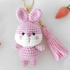 JW손뜨개 귀여운 동물 키링 (곰 토끼 고양이) 만들기 패키지, 핑크토끼, 1개