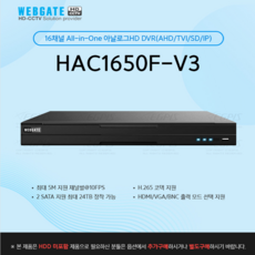 16채널 500만화소 녹화기(웹게이트 HAC1650F-V3) 국산, 16채널 500만화소 웹게이트 HAC1650F-V3 - 웹게이트녹화기