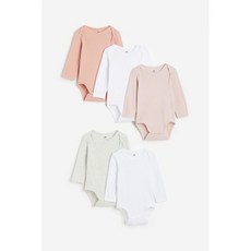 H&M 바디수트 5피스 세트 - 라이트 핑크/화이트