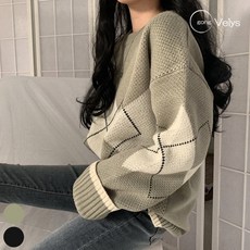 0 velys 클래식하고 깔끔한 캐주얼룩 아가일 패턴 니트 CST1320