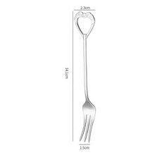 러브 핸들 쉘 스푼 커피 차 스쿠프 디저트 샐러드 포크 식기 결혼 선물, 1. Silver fork, 1개