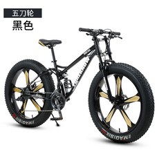 팻바이크 노펑크타이어 바퀴큰 산악 광폭 자전거 펫바이크, 26인치, 21속, 블랙 5도 일체형 휠