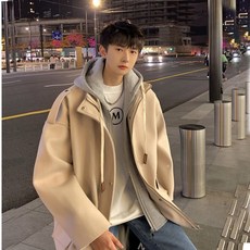 COSYEVNO 남자 모직 코트 겨울 패션 트렌치코트 후드 점퍼