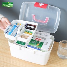 YiLaiIn 의료 키트 대용량 응급 상황 키트 계층형 보관함 가정용 휴대용 응급 의료 키트, 빨간색L