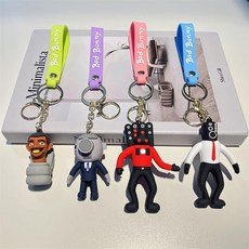  스키 비디 화장실 열쇠 고리 skibidi toilet 키 체인 실리카 젤 경량 가방 장식 Skibidi 주변 생일 크리스마스 선물 통학 통근 일상 여행 A, D 