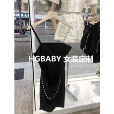 아침에는 평안하고 번번함 블랙 끈나시 슬립 여름 클럽 여성의류 허리보정 슬림핏 섹시 짧은