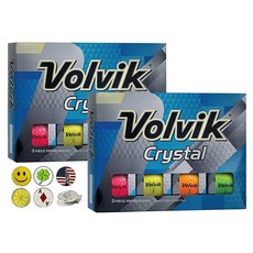 Volvik 크리스탈 프리미엄 3피스 골프공 24개입 레드 볼 마커 5개와 자석 모자 클립 1개 포함 131704, 2 Dozen + 3 Golf Hat, Assorted