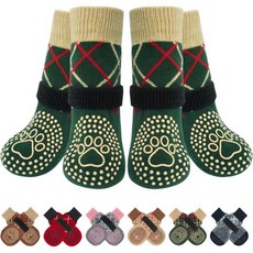 BEAUTYZOO 원목 바닥용 미끄럼 방지 강아지 양말 고온냉포장용 신발 소형 중형 대형견 부상 핥기 트랙션 컨트롤 노어르신 강아지용 발 보호대, Green, S/M(Pack of 6)