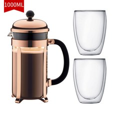 올인원(All In One) BODUM 포톤 커피 기구 손 법 주전자 더블레이어 2개입 향파, 골드