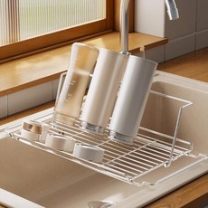 SKYliving 스테인리스 식기건조대, 1개, 실버 수저받침대0개, 실버