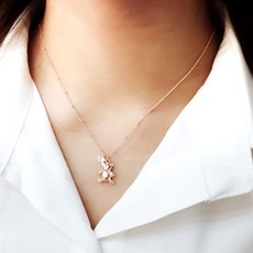 925Silver 곰돌이 큐빅 목걸이