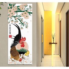 Zhangzhou Guoxing재물을 깨우는 닭 비즈 그림 보석십자수 DIY 큐빅 구슬 십자수 아트 공예 풍수 인테리어 벽장식, 55x120cm