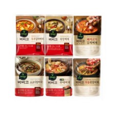 [꾸리미] CJ 비비고 즉석 찌개 6종(스팸부대찌개+차돌된장찌개+돼지고기 김치찌개+두부김치찌개+소고기장터+된장찌개), 1세트, 500g