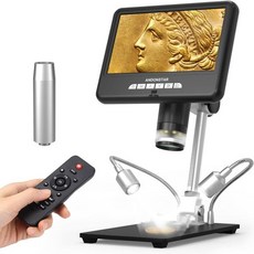 프리미엄 Andonstar AD207S Pro 101 HDMI LCD 디지털 현미경 UHD 2160P 비디오 납땜 동전 전체 보기용 오류 생물학적 키트 PCTV 호환 32G 카, AD207S: 7'' monitor(HDMI)