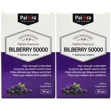 파이오라 뉴질랜드 빌베리 원어데이 50000mg 60캡슐 x4 루테인 베타카로틴함유, 60정, 2개