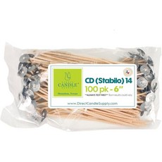 캔들 만들기용 윅 | 6인치 스테이블로 CD 12윅 및 만들기 용품용 면 100개, CD 14, 100, 1개