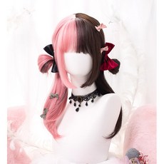 TaoBao 로리타 투톤 핑크브라운 고열사가발 코스프레