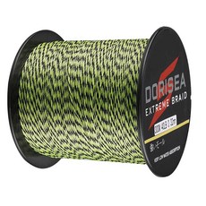Dorisea Extreme Braid 100% Pe 멀티 컬러(형광 그린 및 블랙) 합사 줄 109야드-2187야드 2.7-249.5kg(6-550파운드) 테스트 낚시 와이어 낚