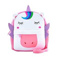 NMT 유아 배낭 가슴 버클이있는 방수 어린이 학교 배낭 가죽 끈이 달린 네오프렌 동물 학교 가방 [Unicorn With Leash] - P067207VRP3V8P6