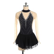 피겨복 피겨 의상 무대 공연 드레스 스케이트복 댄스복 f01, 블랙