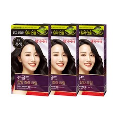 댕기머리 NEW 뉴골드 새치머리용 한방 칼라 크림 7호 흑색 염색제 염색약 묶음행사, 3개