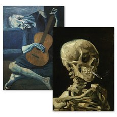 2 Pack - Van Gogh Skeleton & The Old Guitarist by Pablo Picasso Poster Print Set - Fine Art (LAMINA, 적층, 18" x 24"