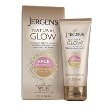 Jergens 내추럴 글로우 셀프 태너 페이스 모이스처라이저 중간에서 깊은 피부 톤 SPF 20 선리스 태닝 데일리 페이셜 자외선 차단제 오일 프리 광범위한 스펙트럼 보호, 56.7g(2온스) 페이스 & 56.7g(2온스) 데일, 페어에서 미디엄
