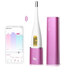 femometer 온도계 스마트 기초 체온계 백라이트 LED 스크린이 있는 BBT 페모미터 앱이 불임 주기 추적기 자동 데이터 기록 립스틱 모양 사용 휴대가 간편하고 보라색 Q, 1개