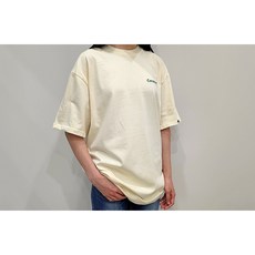 커버낫 클래식 녹색 스몰 로고 크림색 남녀공용 여름 반팔티 반소매